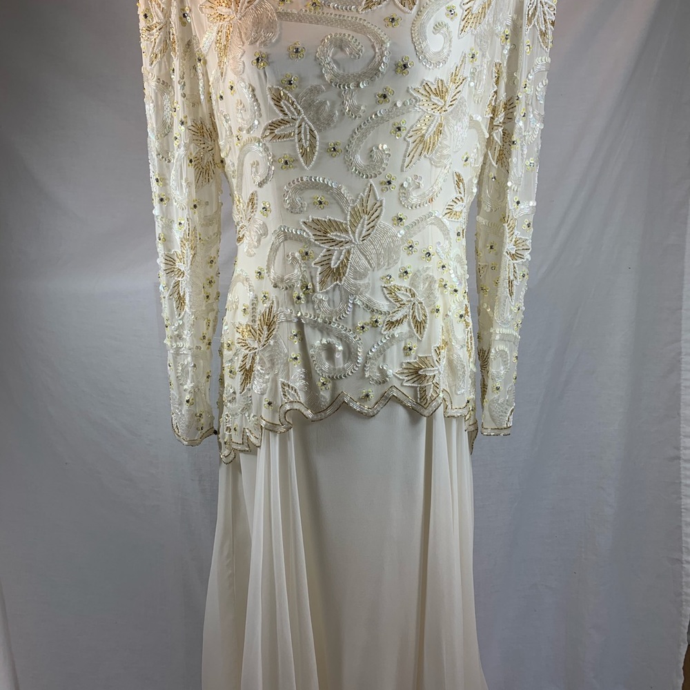 Jovani Beaded Silk Tea-Length Dress